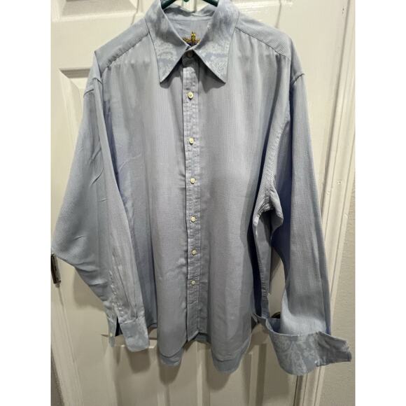 Robert Graham  Long Sleeve Button Up Shirt Blue Patterned Crown Embellishment - Picture 7 of 7